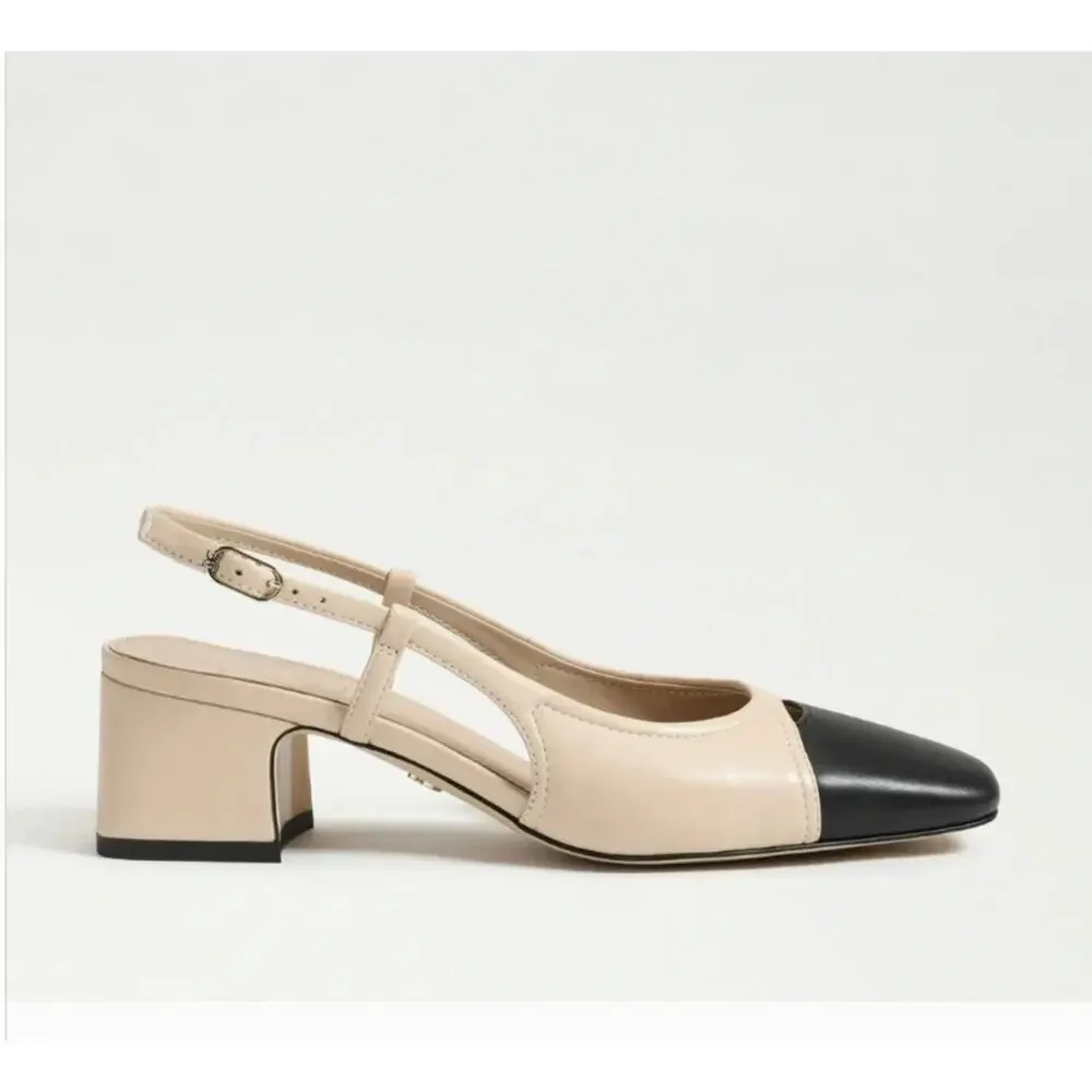 Sam Edelman Tarra Slingback Heels Women’s 6.5 Tan Black Leather